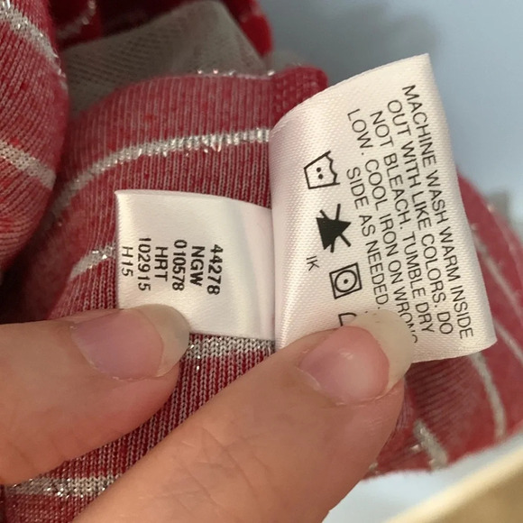 Hanna Andersson size 110 US 5 dark red velvet long sleeve silver stripes tiered - Picture 5 of 6